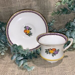Paragon Fine Bone China Made in England Cup & Saucer Set Fruit Design